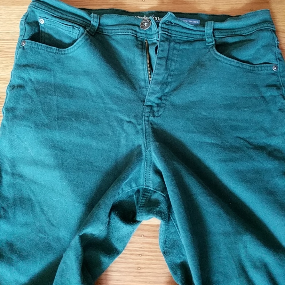 Style co 12PS green ankle jeans tummy control - Picture 2 of 4